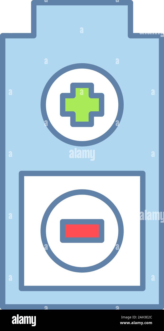 Battery with plus and minus signs color icon. Charging. Battery level ...