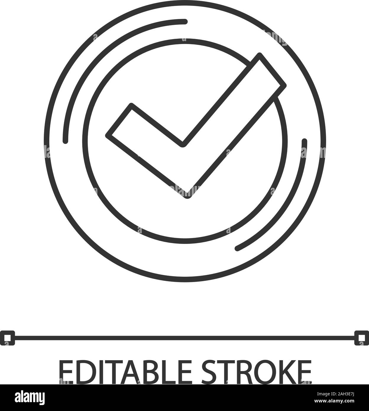 Checkmark linear icon. Successfully tested. Tick mark. Thin line ...