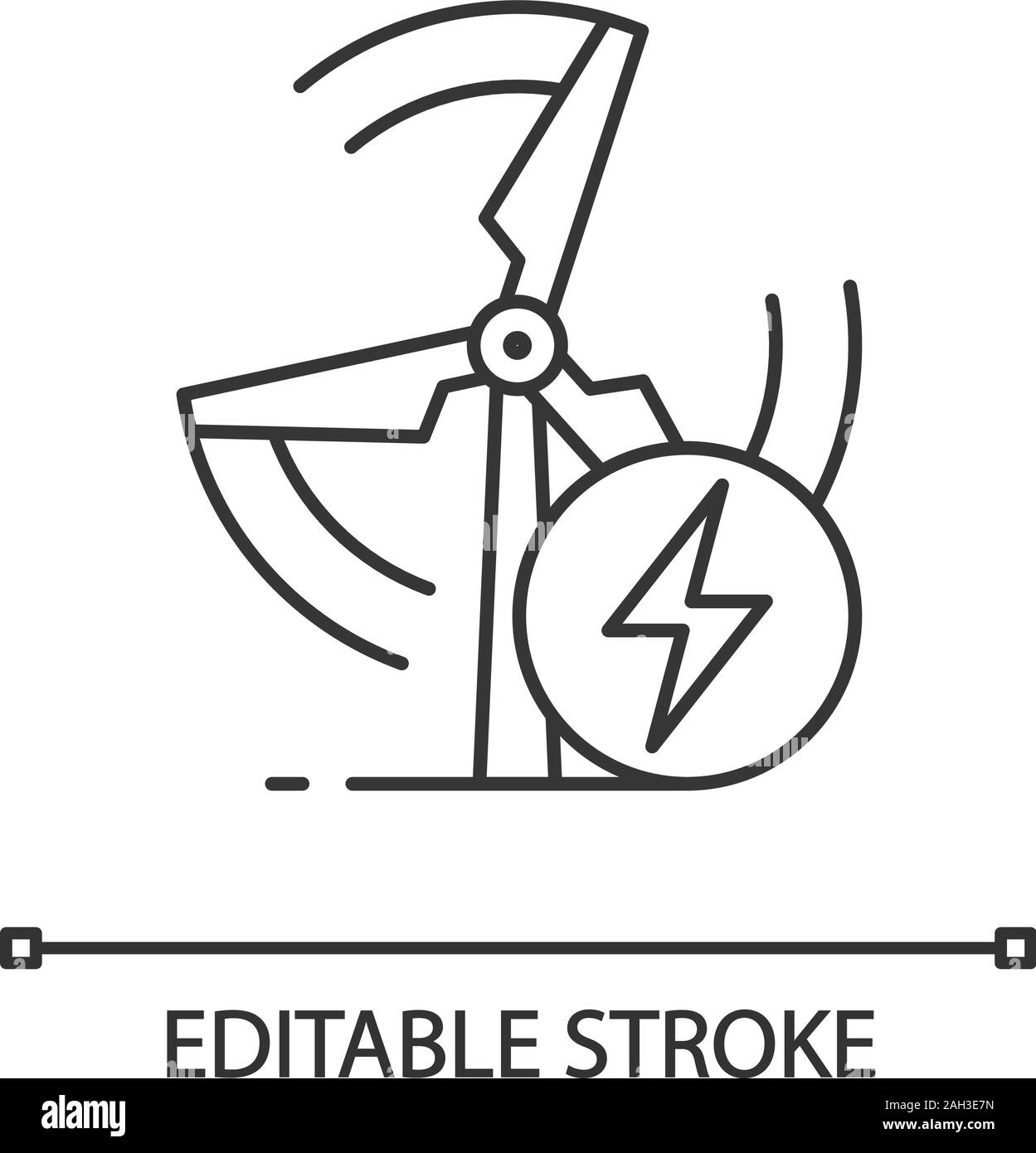 Wind energy turbine linear icon. Renewable resources. Thin line ...