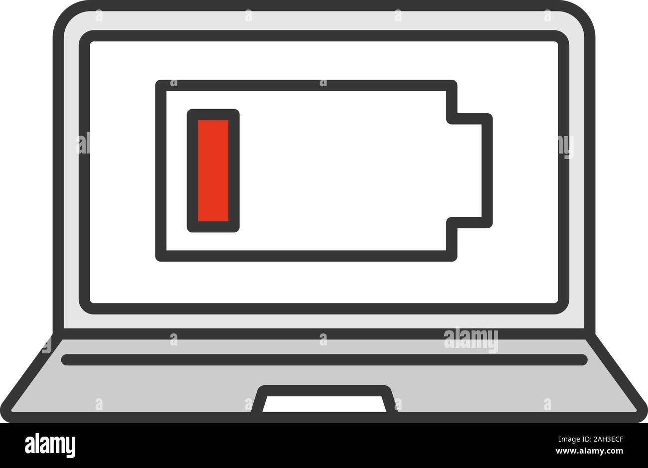 Discharged laptop color icon. Computer low battery. Notebook battery level  indicator. Isolated vector illustration Stock Vector Image & Art - Alamy