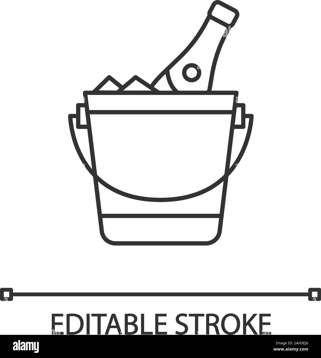 Champagne bucket linear icon. Alcoholic beverage. Thin line