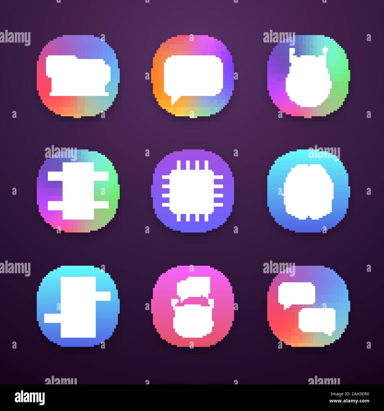 Chatbots app icons set. UI/UX user interface. Talkbots. Support service ...