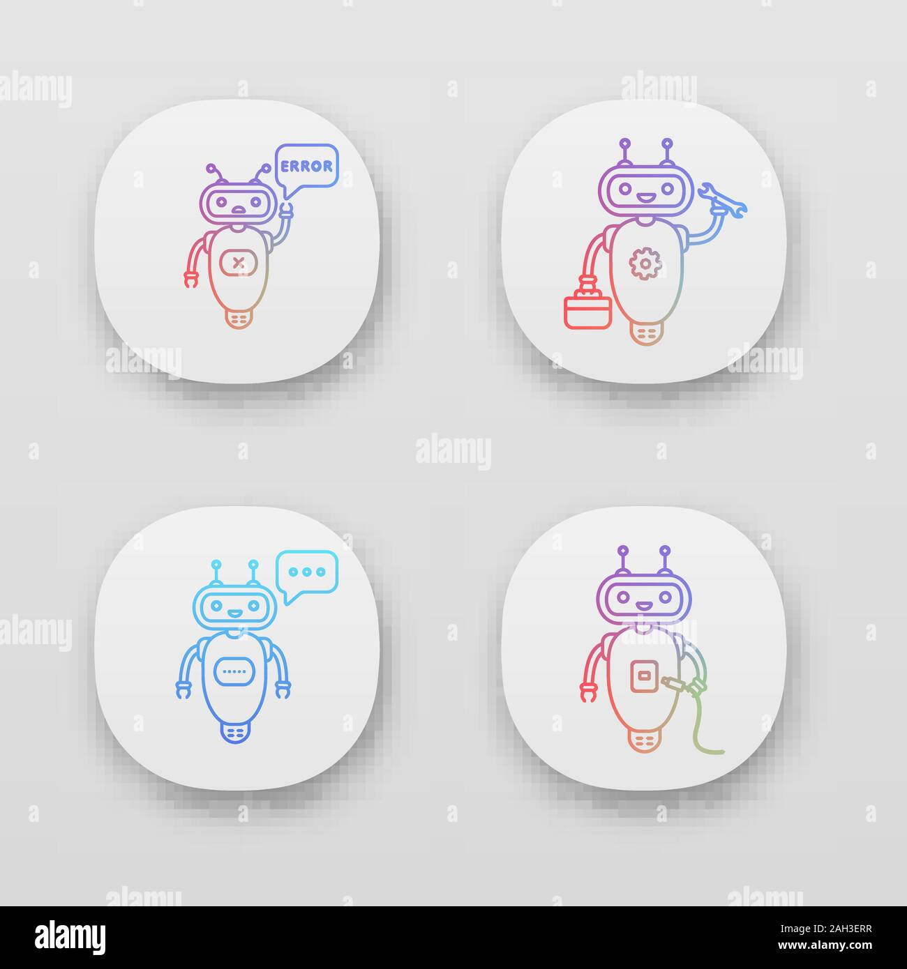 Chatbots app icons set. UI/UX user interface. Talkbots. Virtual ...