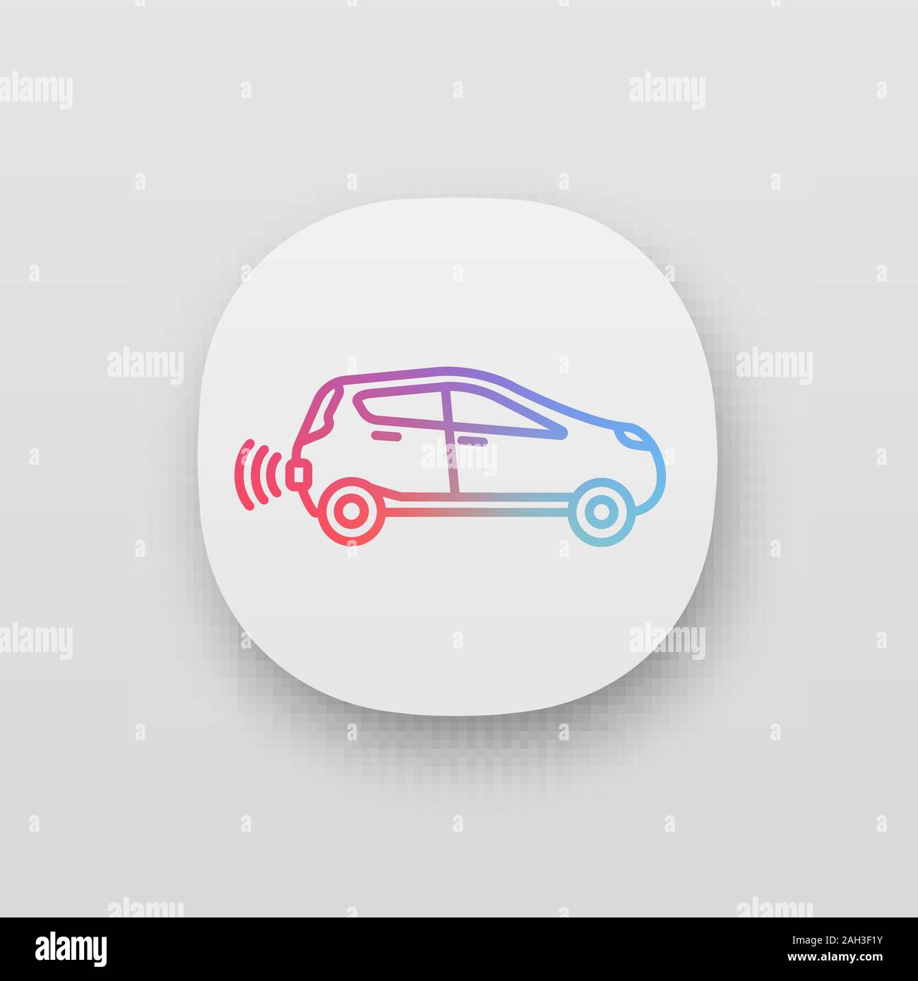 Smart car in side view app icon. NFC auto. Intelligent vehicle. UI/UX ...