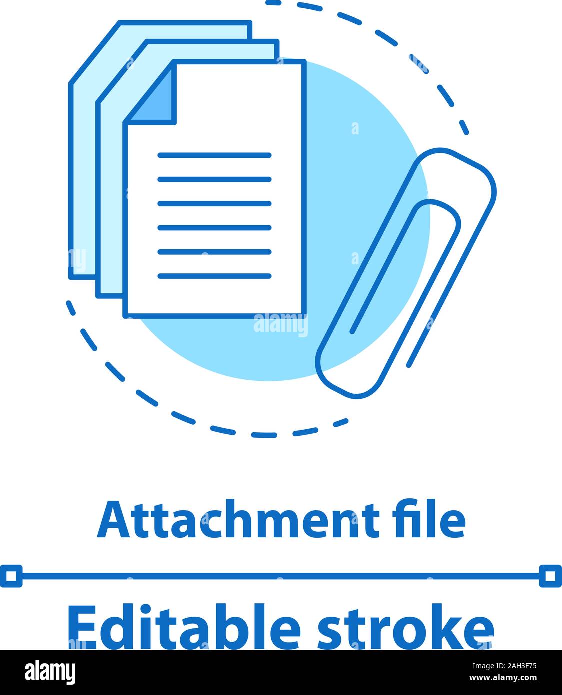 File attachment test concept icon. Attach document idea thin line illustration. Email attachment. Vector isolated outline drawing. Editable stroke Stock Vector