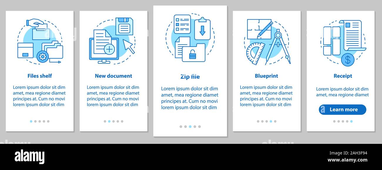Big data onboarding mobile app page screen with linear concepts. Files ...