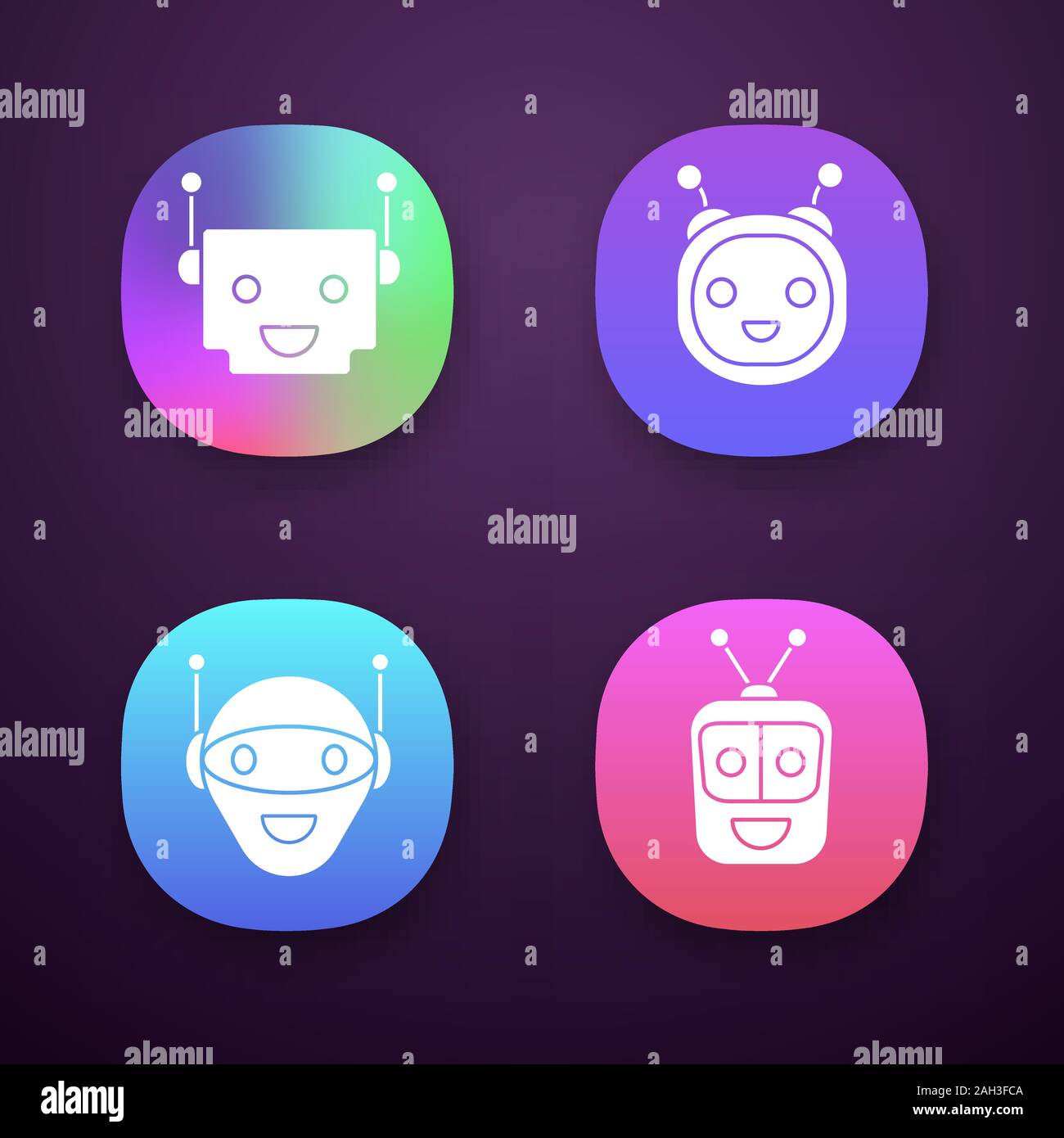 Chatbots app icons set. UI/UX user interface. Talkbots. Laughing ...
