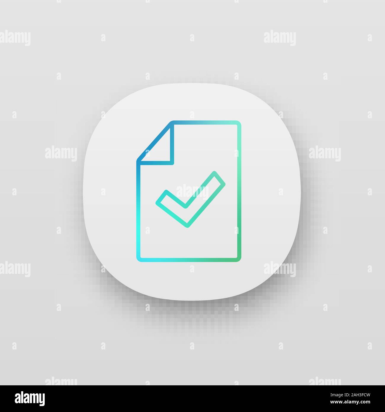 Document verification app icon. Test or exam successfully completed. UI ...