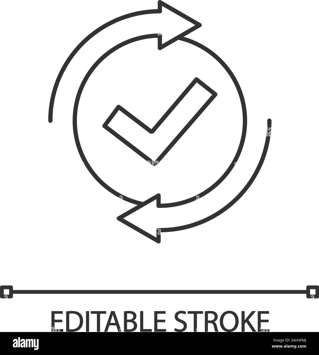 Checking process linear icon. Successfully checked. Thin line