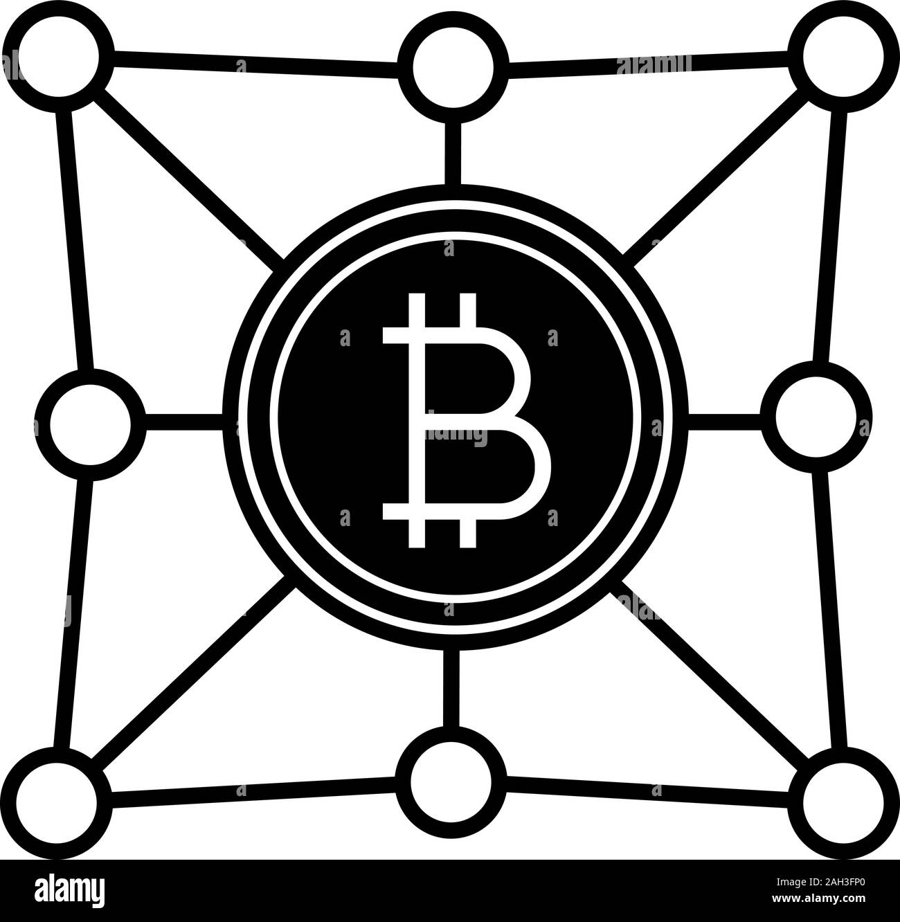 Blockchain network glyph icon. Bitcoin. Cryptocurrency. Digital money.  Fintech and big data. Silhouette symbol. Negative space. Vector isolated  illust Stock Vector Image & Art - Alamy