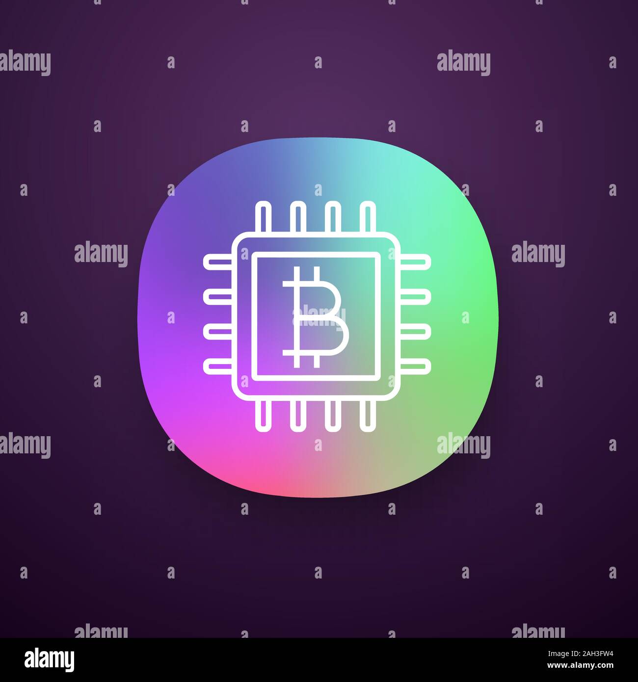 CPU mining app icon. Cryptocurrency mining hardware. Bitcoin sign inside  microchip. UI/UX user interface. Digital money. Web or mobile application.  Ve Stock Vector Image & Art - Alamy