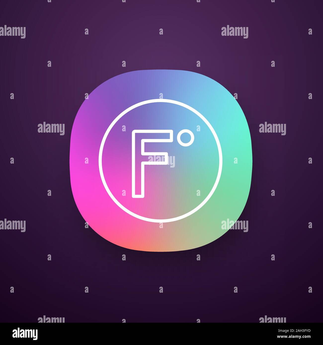 Fahrenheit degrees temperature app icon. Fahrenheit scale. UI/UX user interface. Web or mobile application. Vector isolated illustration Stock Vector