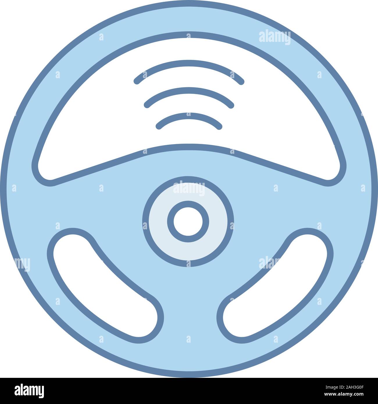 Autonomous car color icon. Car rudder and wireless signal sign. Autopilot. Driverless car. Self driving automobile. Steering wheel. Isolated vector il Stock Vector