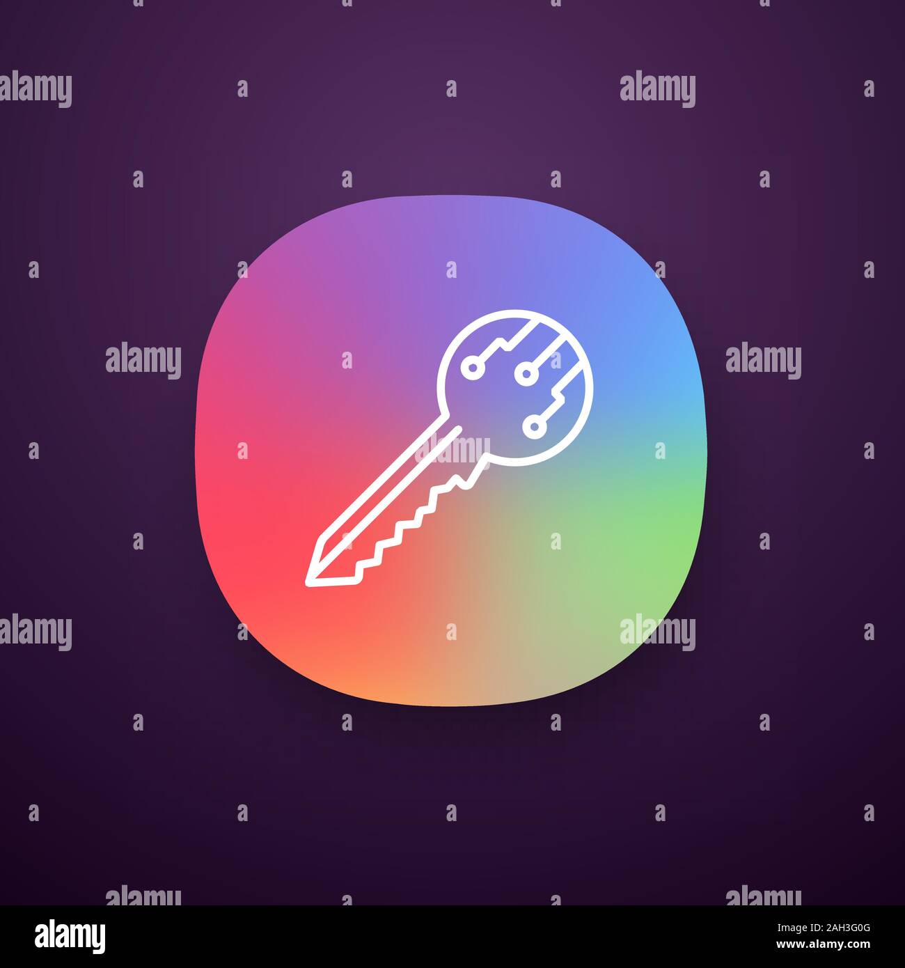Private digital key app icon. Encryption key. UI/UX user interface. Web