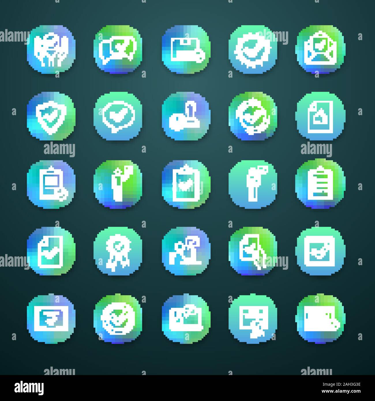 Approve app icons set. Quality assurance. Verification and validation ...