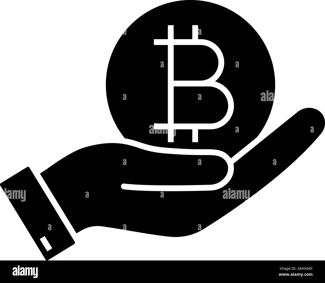 Open hand with bitcoin coin glyph icon. Silhouette symbol. Buying or  selling bitcoin. Cryptocurrency. Negative space. Vector isolated  illustration Stock Vector Image & Art - Alamy