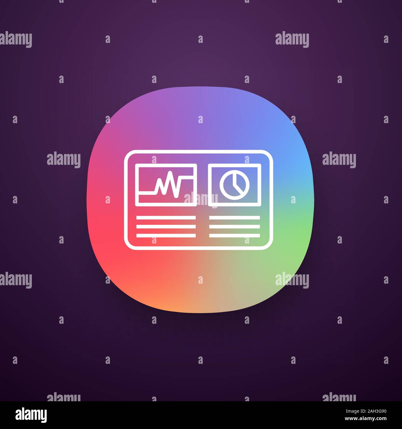 Cryptocurrency hashrate app icon. UI/UX user interface. Mining distribution. Crypto business statistics. Data analyzing. Statistics. Web or mobile app Stock Vector