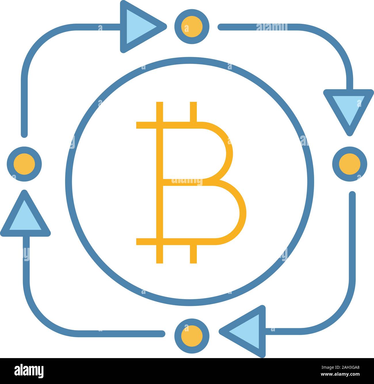 Bitcoin exchange color icon. Digital currency transaction. Circle ...