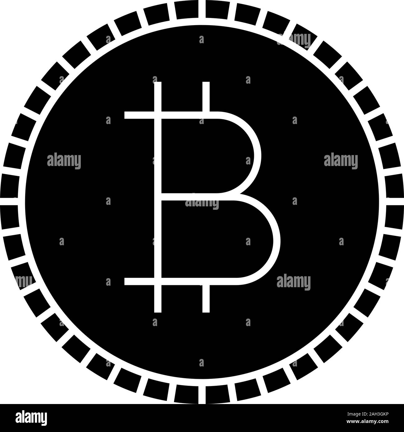 Bitcoin glyph icon. Cryptocurrency. Digital money. Silhouette symbol. Negative space. Vector isolated illustration Stock Vector
