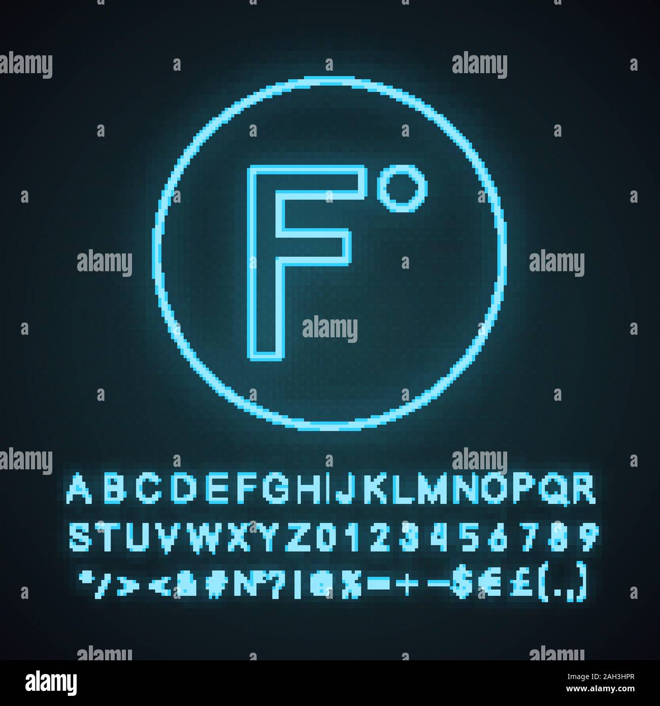 Fahrenheit degrees temperature neon light icon. Fahrenheit scale ...
