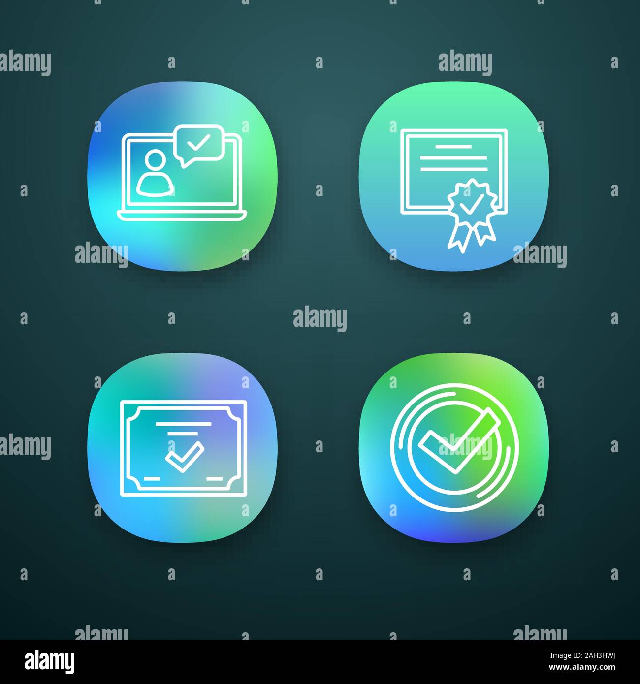 Approve app icons set. Verification and validation. Chat approved ...