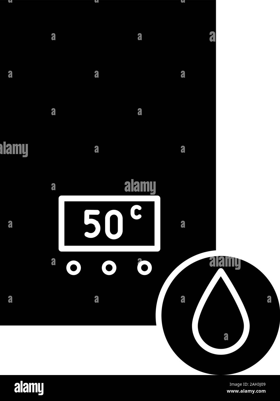 Electric water heater glyph icon. Heating water. Home boiler