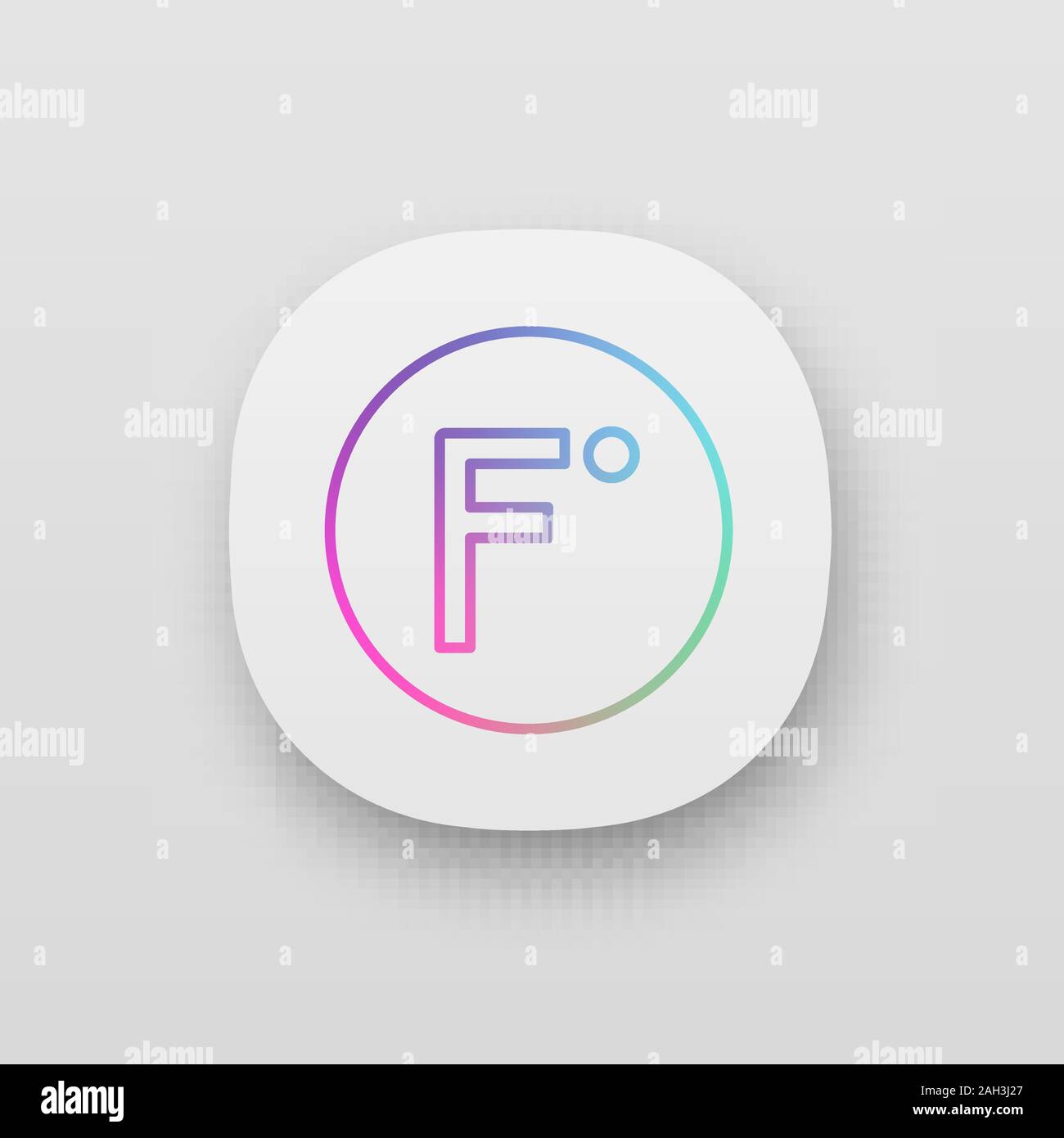 Fahrenheit degrees temperature app icon. Fahrenheit scale. UI/UX user interface. Web or mobile application. Vector isolated illustration Stock Vector