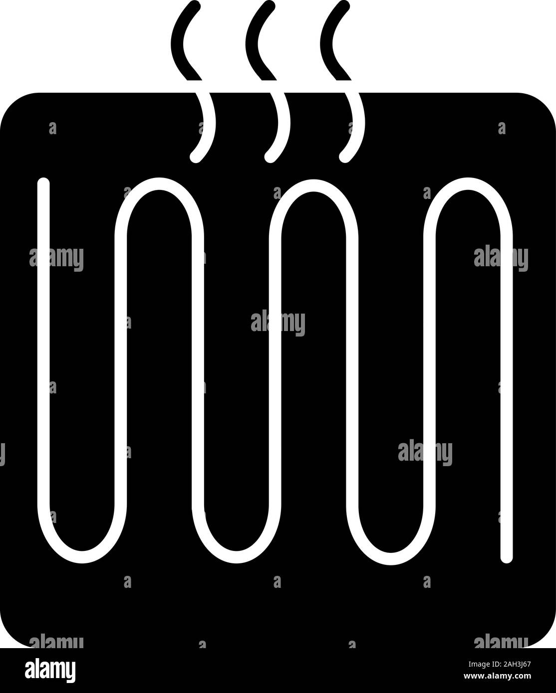 Underfloor heating element glyph icon. Floor heating system. Heater. Silhouette symbol. Negative