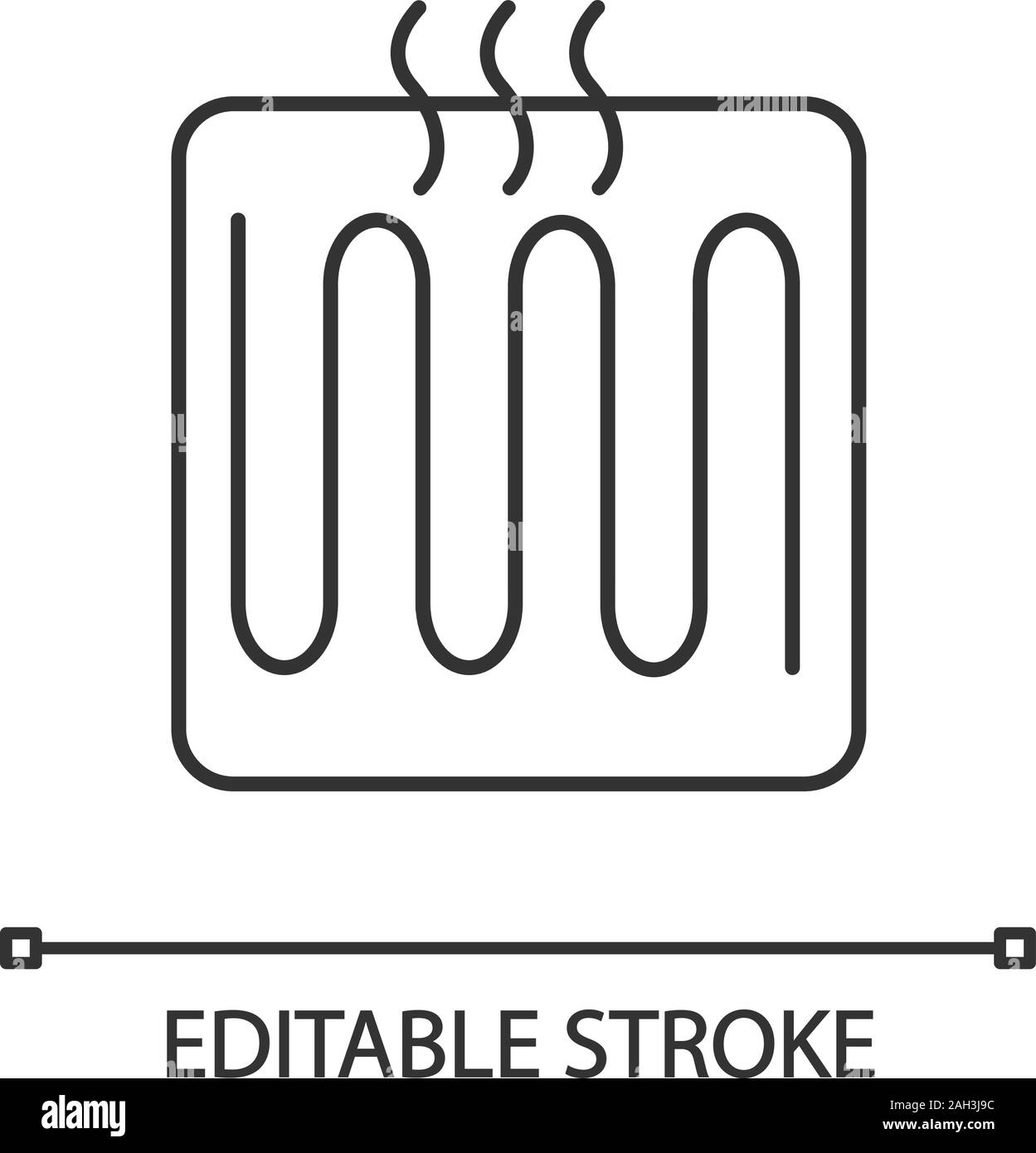 Underfloor heating element linear icon. Floor heating system. Thin line