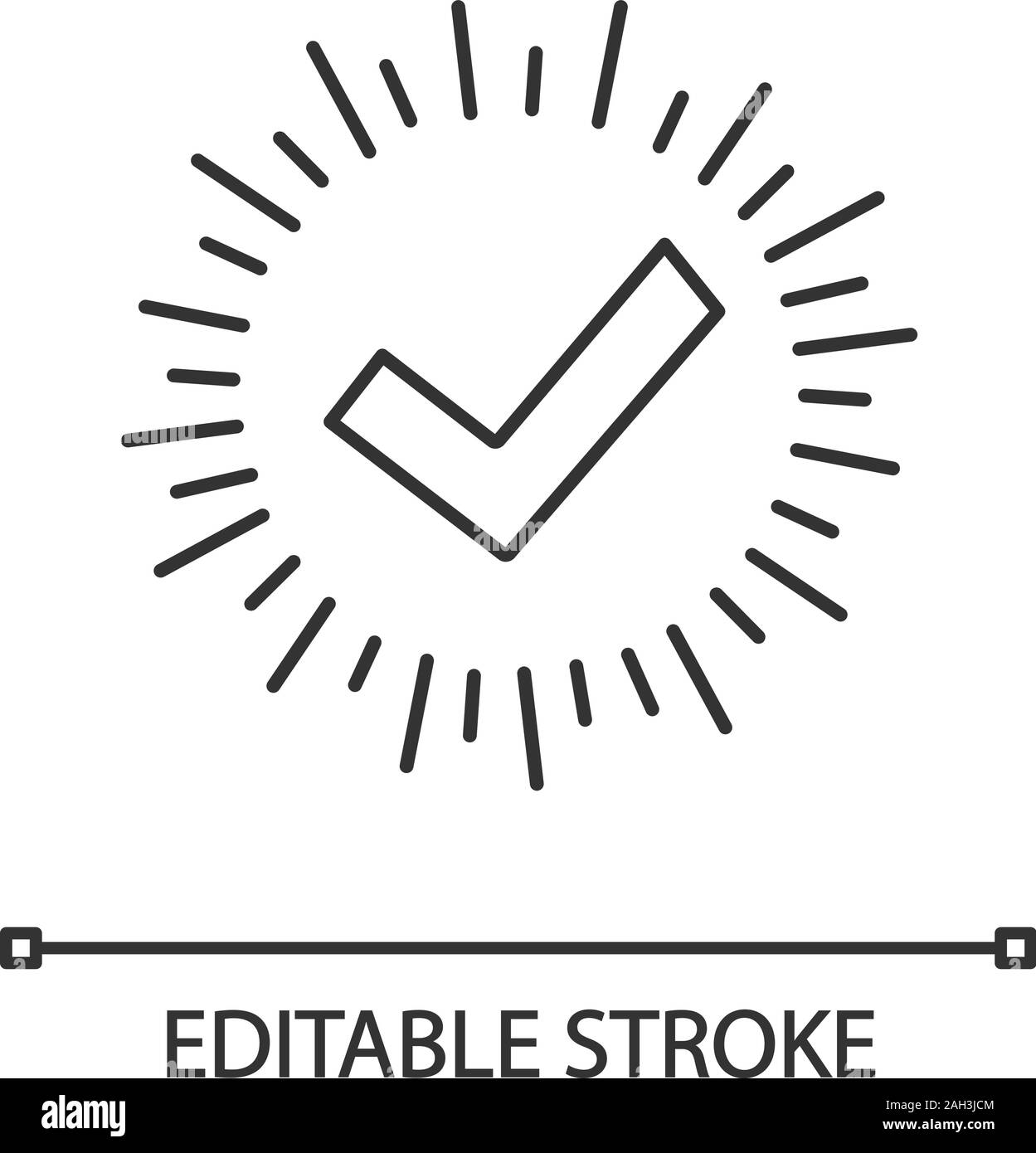 Checkmark linear icon. Successfully tested. Tick mark. Thin line ...