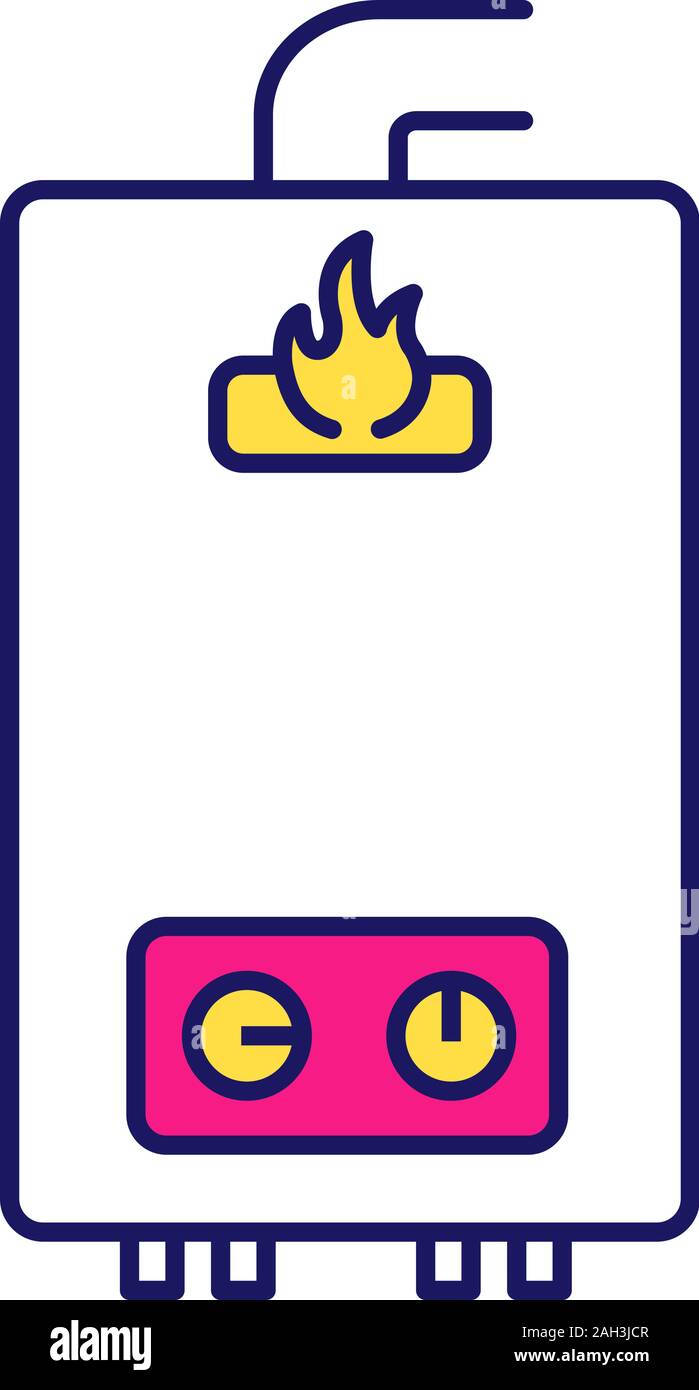 Gas water heater color icon. Heating water. Home boiler. Isolated
