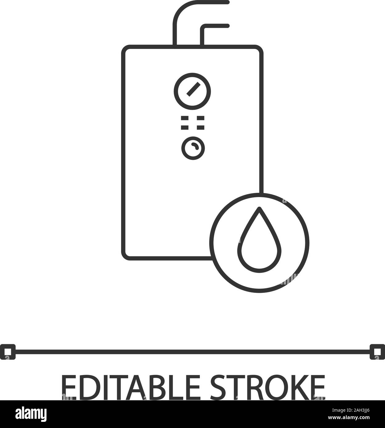 Gas water heater linear icon. Heating water. Thin line illustration