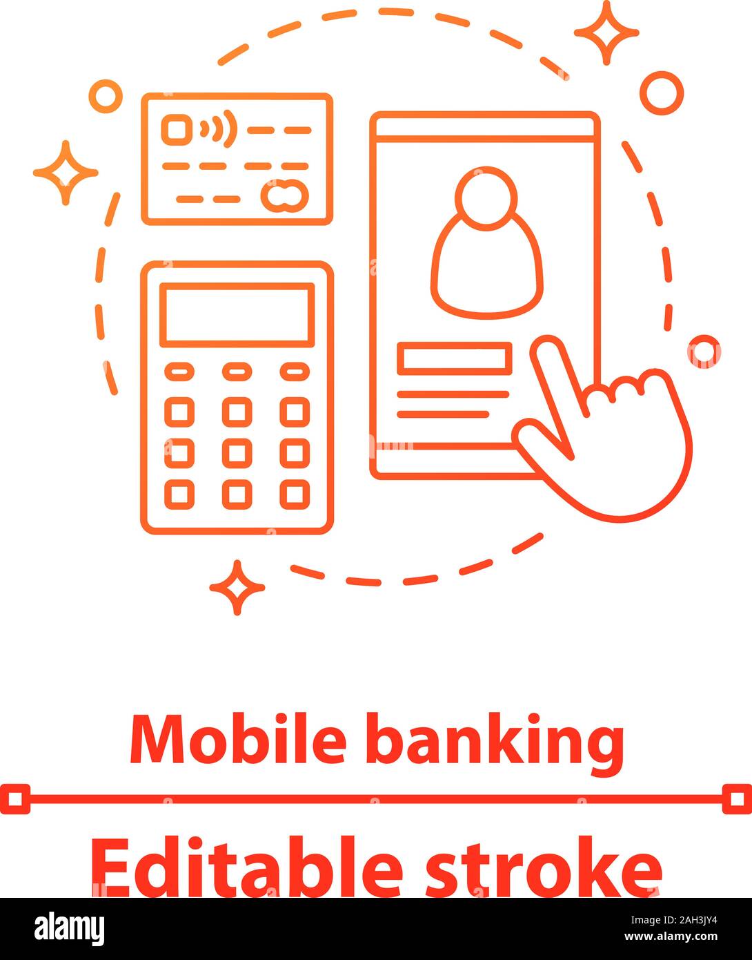 Mobile banking concept icon. Epayment idea thin line illustration