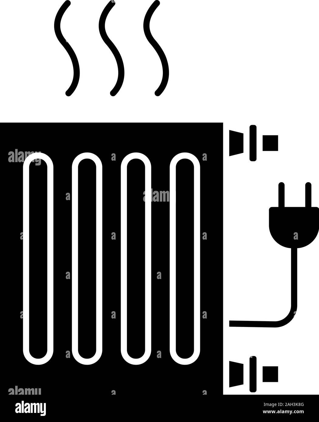 Electric radiator glyph icon. Heating battery. Heater. Silhouette ...