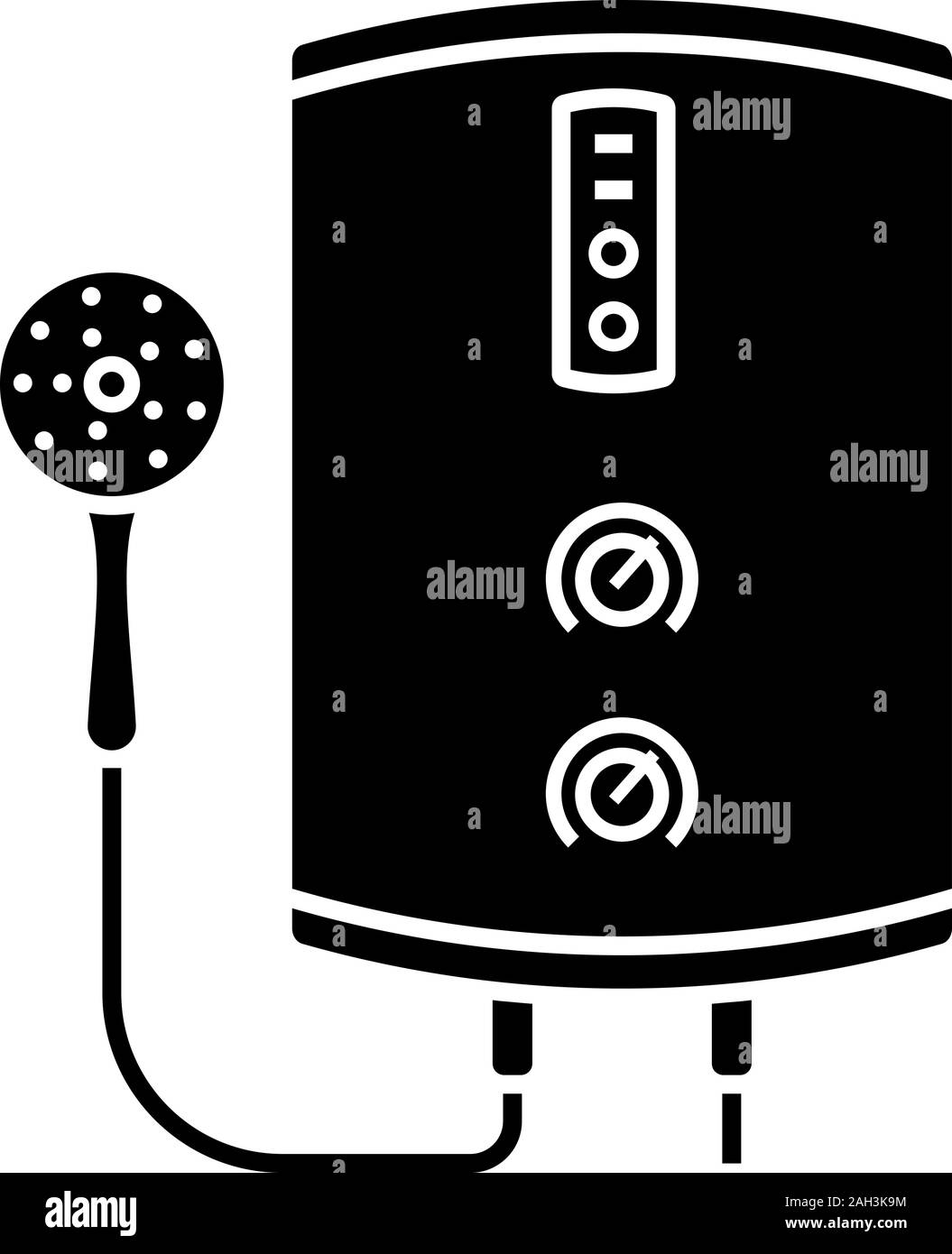 Electric tankless water heater glyph icon. Bathroom heating water. On