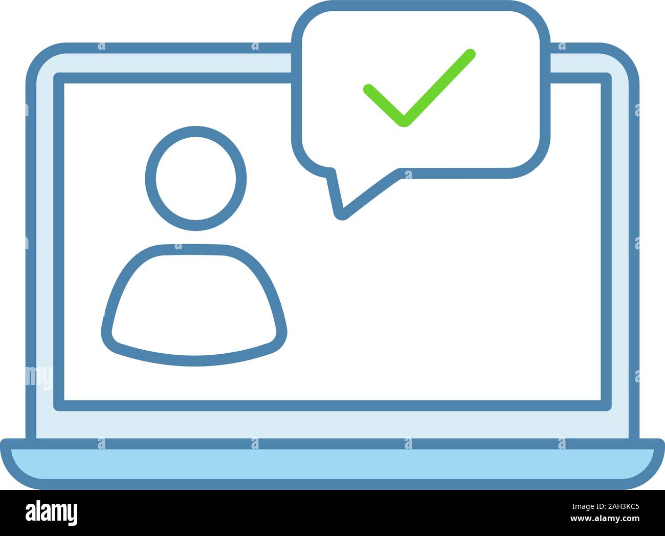 Approved chat color icon. Chatbot. Online verification. Support chat. Online communication. User