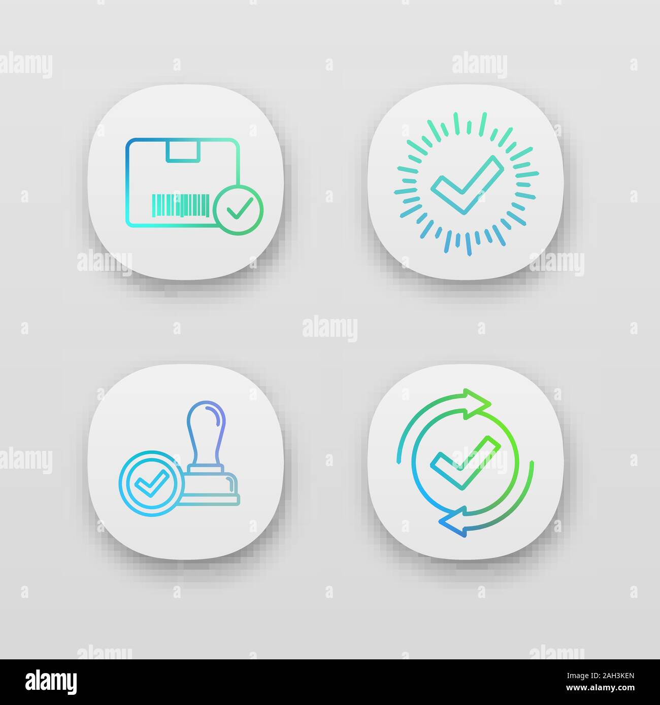 Approve app icons set. Verification and validation. Approved delivery ...