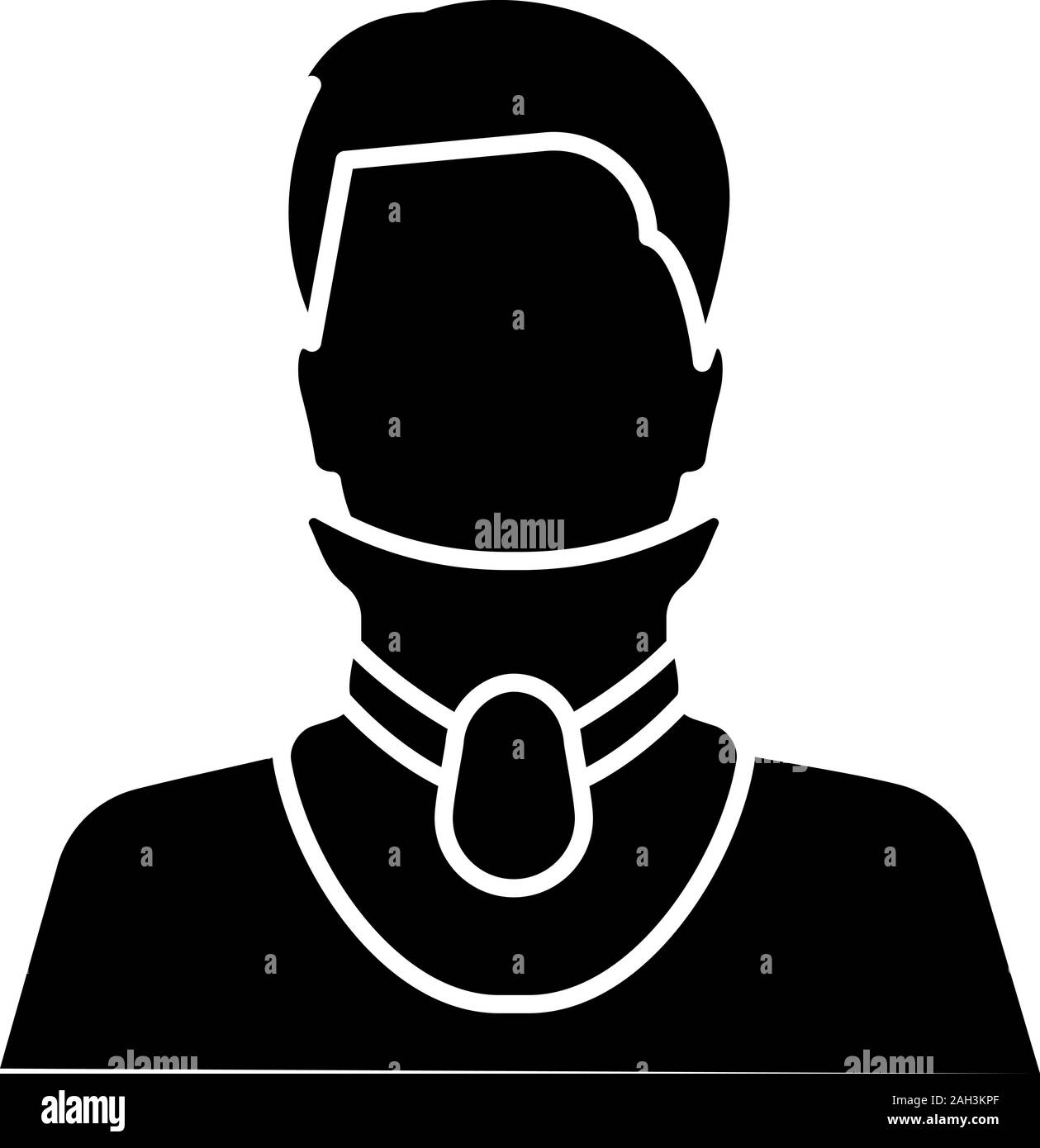 Cervical collar glyph icon. Silhouette symbol. Neck brace. Medical foam neck support. Negative space. Orthopedic collar. Traumatic head and neck injur Stock Vector