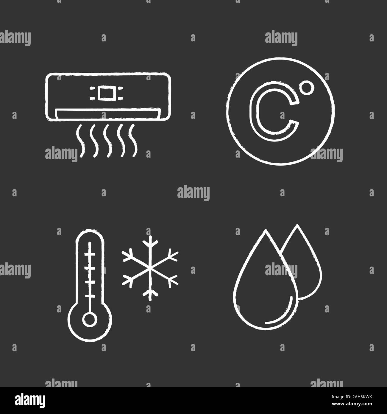 Air conditioning chalk icons set. Air conditioner, Celsius degree
