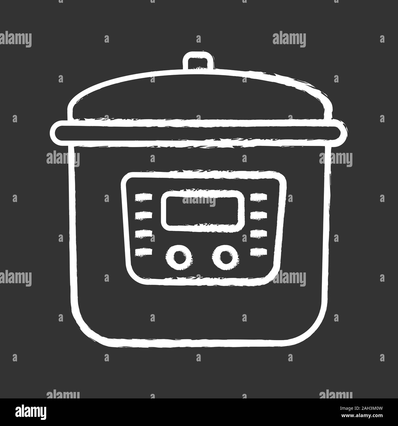 Multi cooker chalk icon. Slow cooker. Crock pot. Pressure multicooker