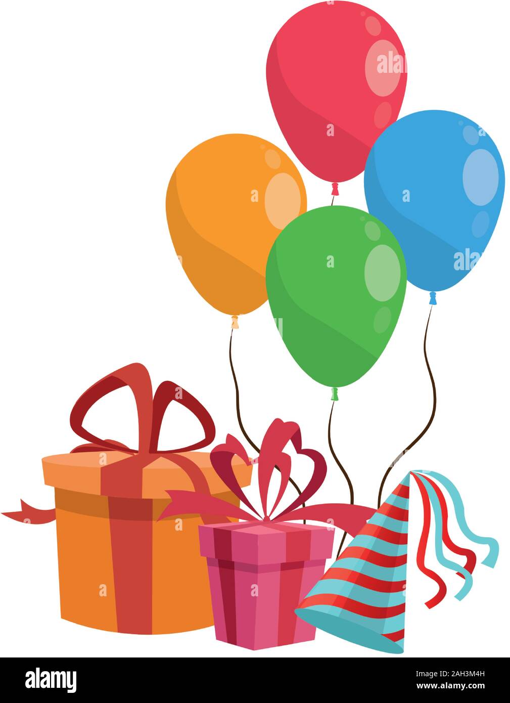 Birthday Clipart-group of birthday ballons attached to a gift