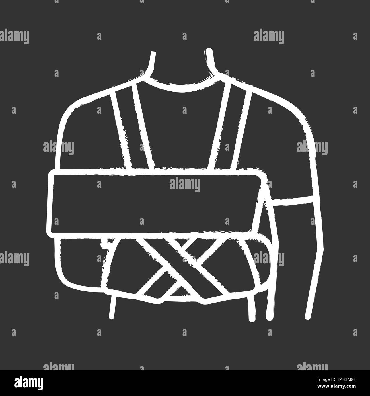 Shoulder immobilizer chalk icon. Sling and swathe. Broken arm, shoulder