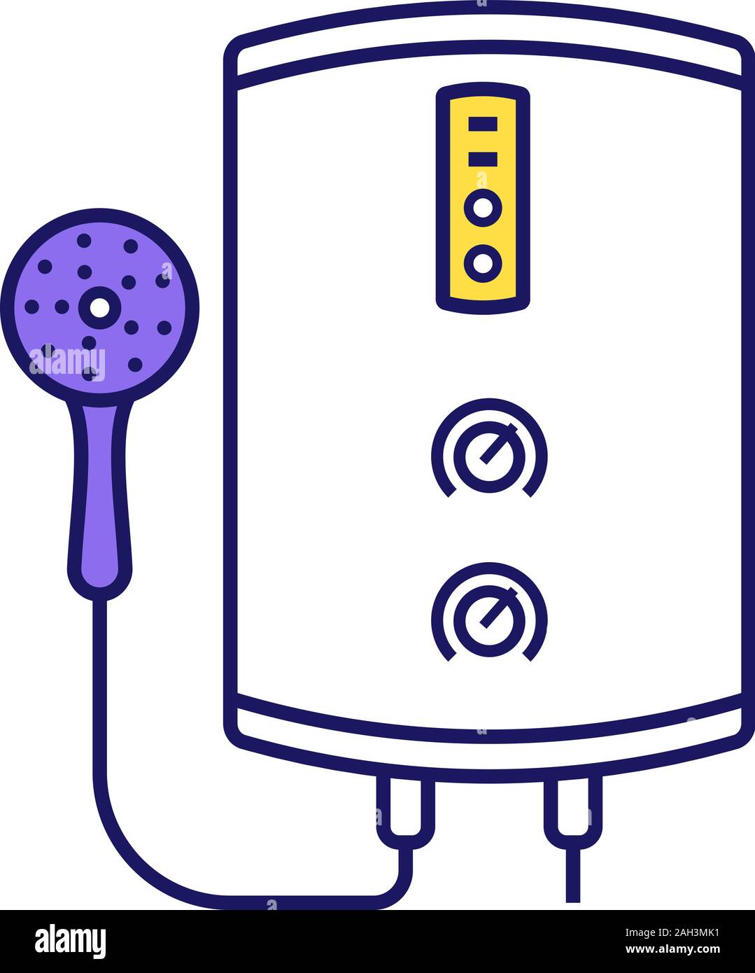 Electric tankless water heater color icon. Bathroom heating water. On