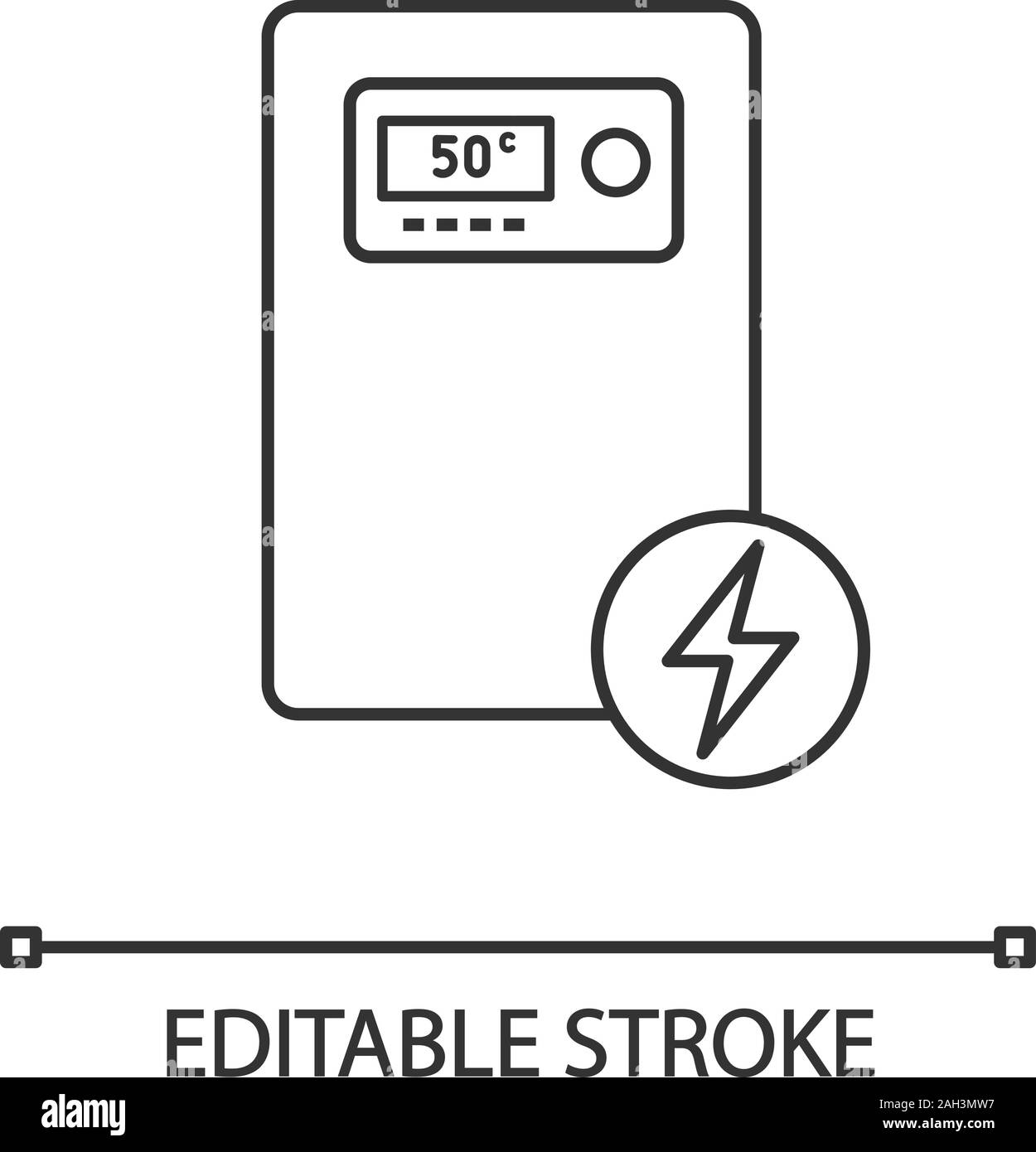 Electric heating boiler linear icon. House central heater. Thin line