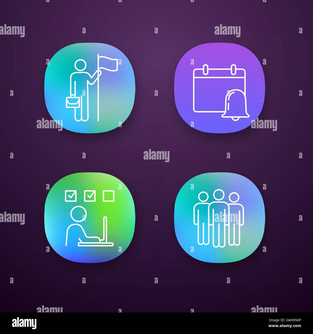 Business management app icons set. UI/UX user interface. Achievement ...