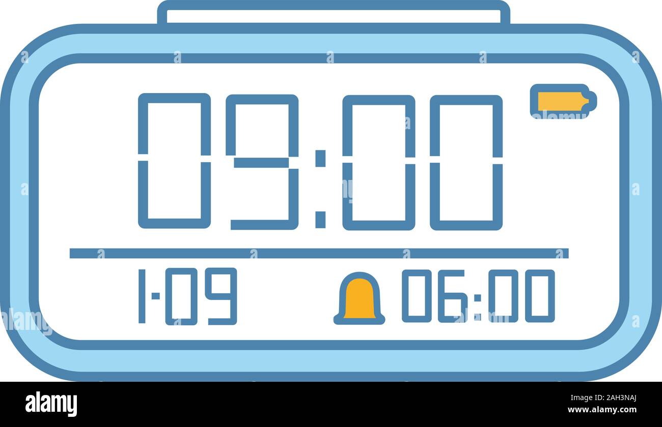 Digital alarm clock color icon. Electronic clock. Digital alarm watch