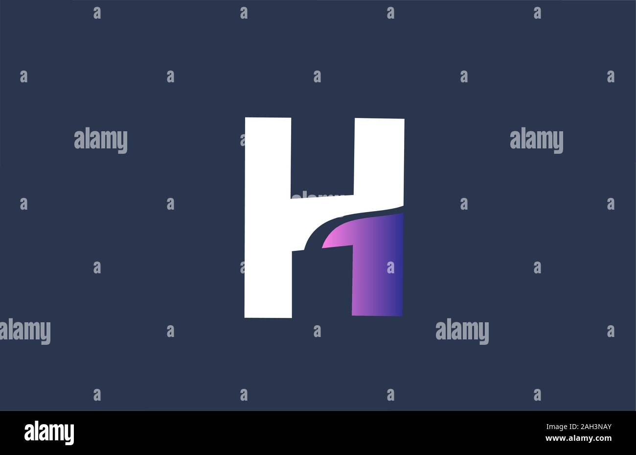 pink alphabet blue H letter logo design icon for company business ...