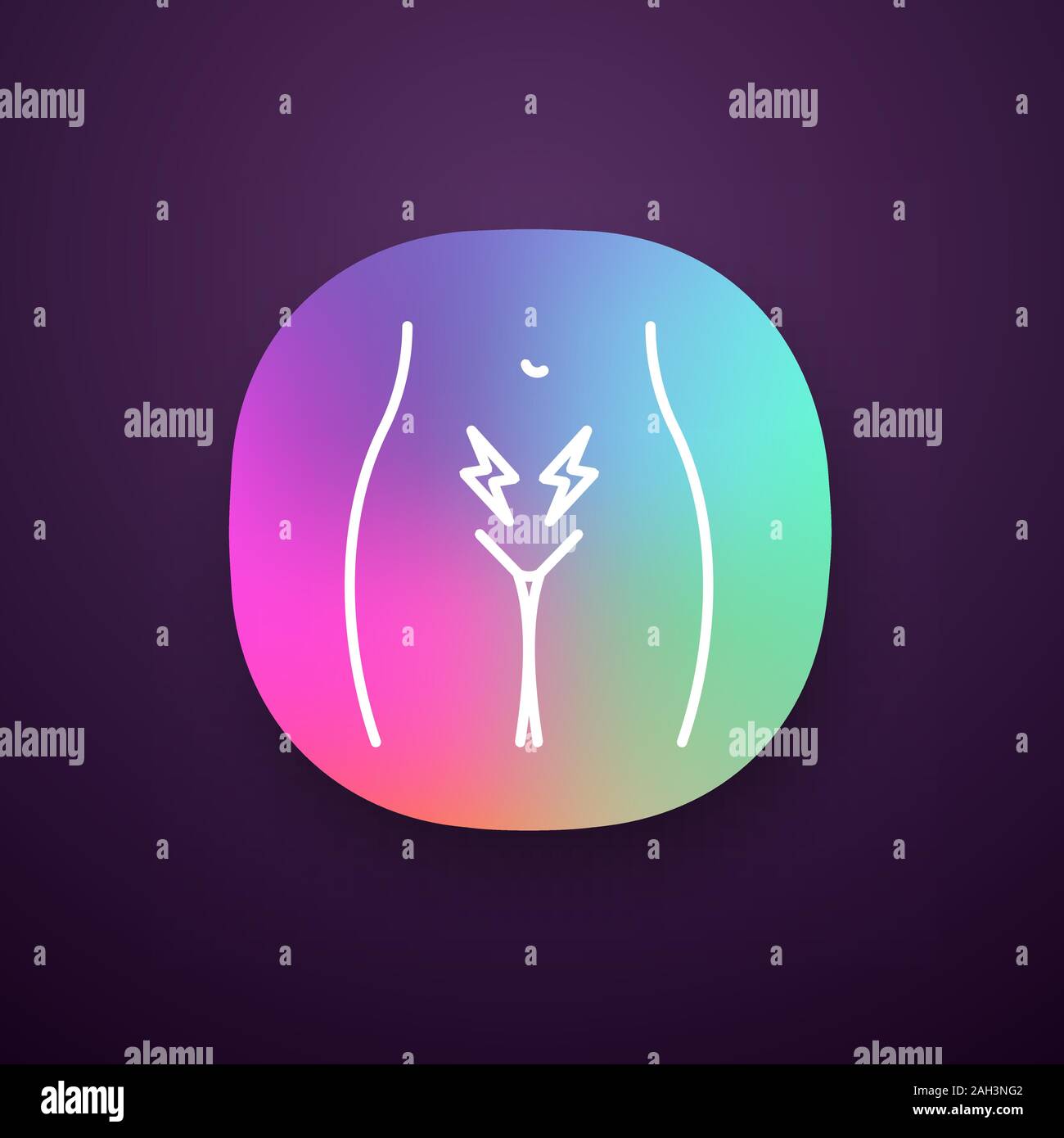 Menstrual cramps and pain app icon. Lower abdominal acute pain in women ...
