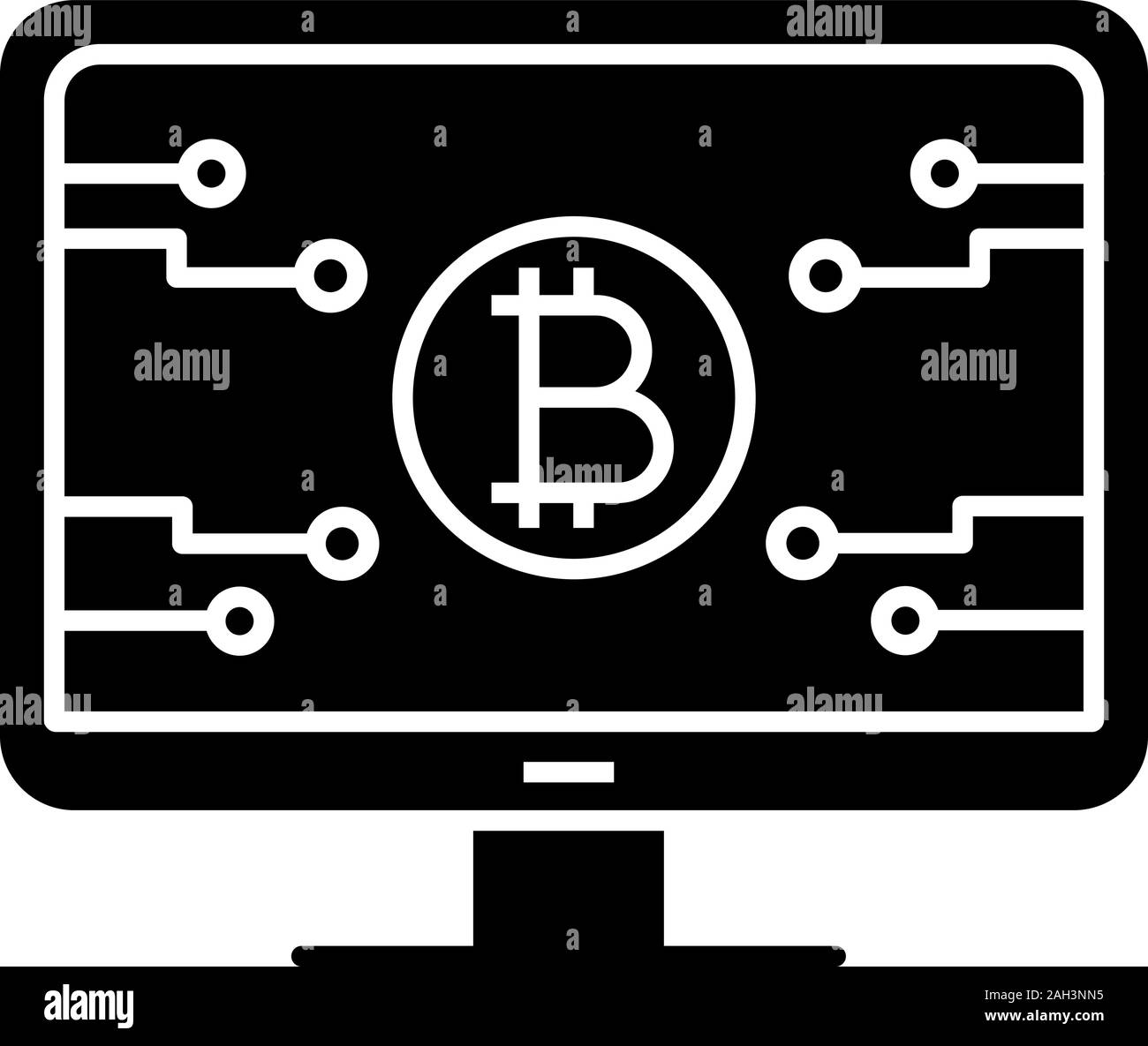 Bitcoin official webpage glyph icon. Silhouette symbol. Mining farm  landing. Blockchain server page. Cryptocurrency business website. Negative  space Stock Vector Image & Art - Alamy