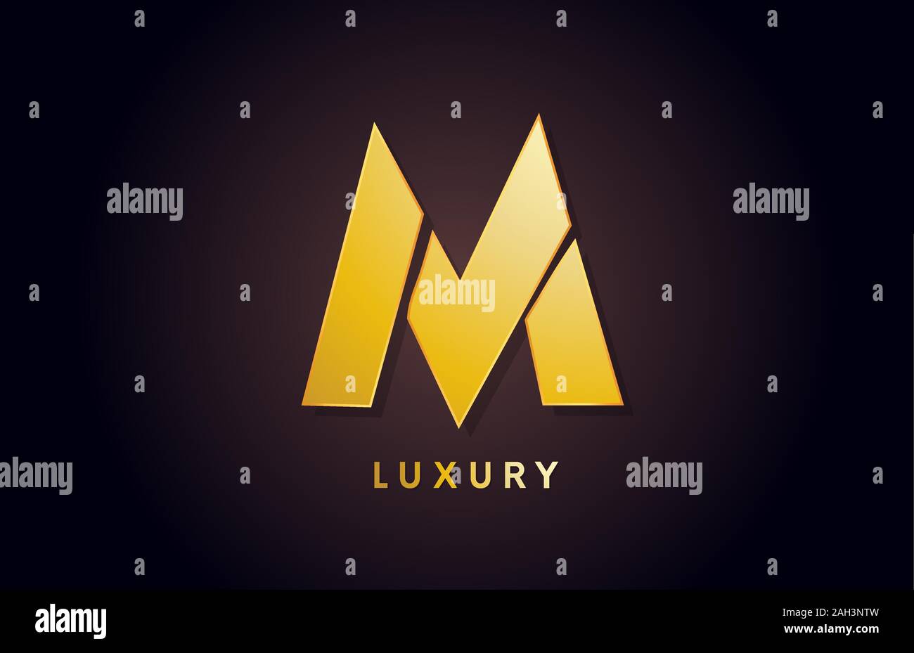 golden M luxury alphabet letter logo design icon for company business ...